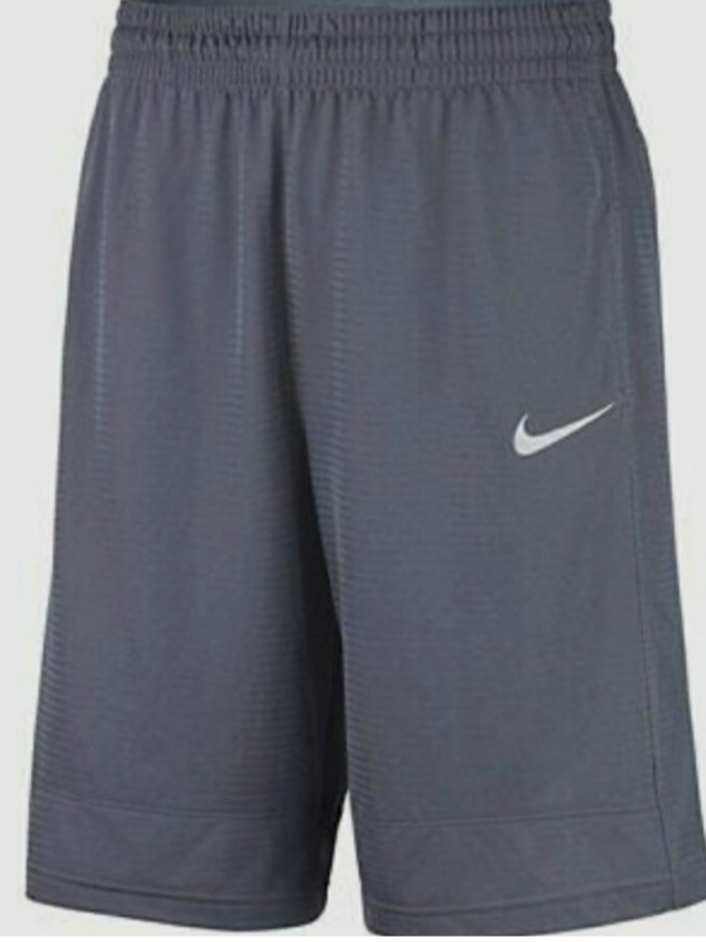 NEW Nike Icon Dri-Fit Gray Basketball Shorts with White Swoosh Size Lg